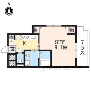 グリーンヒル冷泉通【1階】の間取り