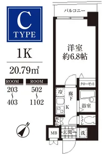 HF東日本橋レジデンス【3階】の間取り