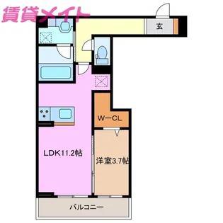 ディーシャンブル富田【3階】の間取り