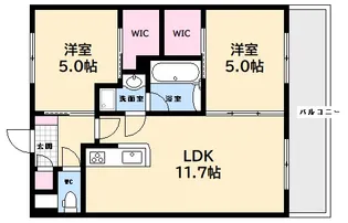 フラッツ庚午【6階】の間取り