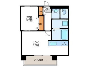 夕陽丘リース【4階】の間取り