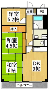 三日市グリーンハイツ【4階】の間取り
