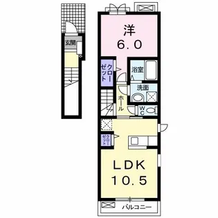 プリムローズ 南浜A【2階】の間取り