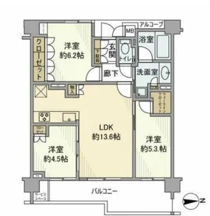 ジオ世田谷松原【3階】の間取り