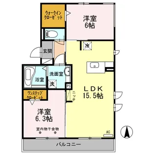 2LDKの間取り画像