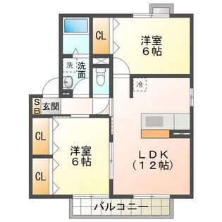 セジュール大園 弐番館【2階】の間取り