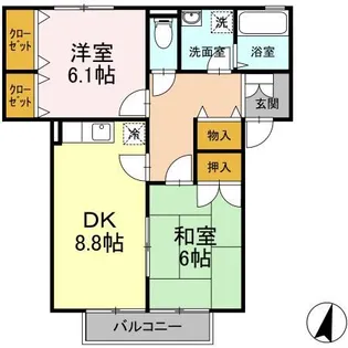 2DKの間取り画像