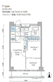 ParkAxis秋葉原 【パークアクシス秋葉原】【7階】の間取り