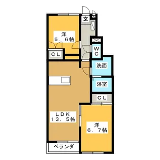 プランドール B【1階】の間取り