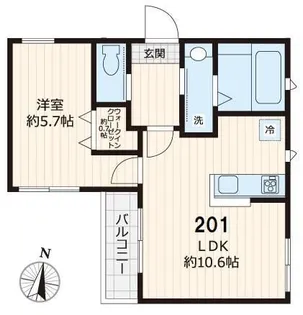 メヌエット奥沢【2階】の間取り