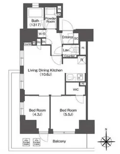 コンフォリア東新宿【2階】の間取り