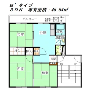 公社賃貸SMALIO 下田部【4階】の間取り