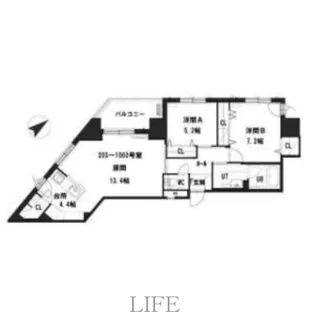 グランメールアサヒVII【9階】の間取り