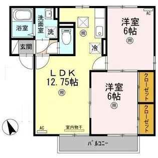 ロワール福原 B棟【1階】の間取り