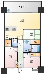 アクタス籠町グランミライ【6階】の間取り