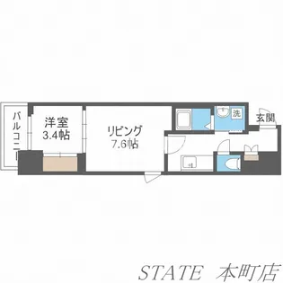 CAVANA本町【4階】の間取り