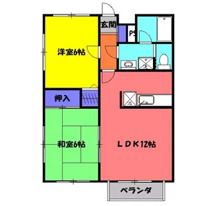ヴィラネル川端B【2階】の間取り