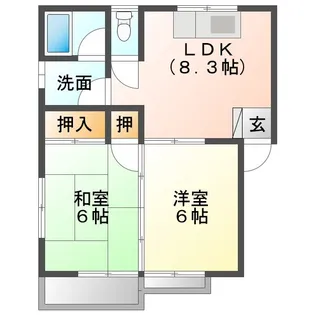 魚正ハイツ3号館【2階】の間取り