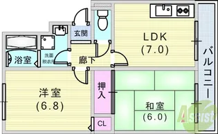 ロイヤルコート六甲【2階】の間取り