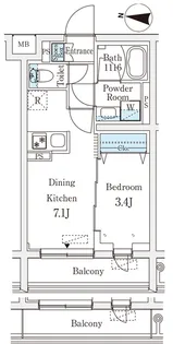 ラティエラ品川西大井【2階】の間取り