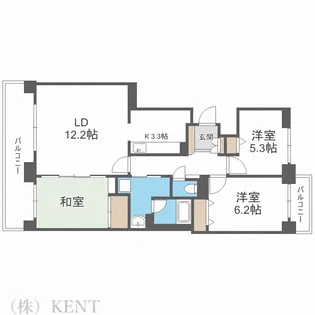 ロイヤルシャトー発寒【6階】の間取り