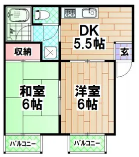 岸和田城ハイツ【1階】の間取り