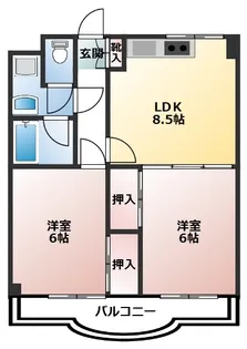 2LDKの間取り画像
