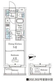 若葉ビューアパートメント【4階】の間取り