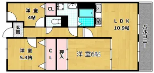 シャルル津田【5階】の間取り