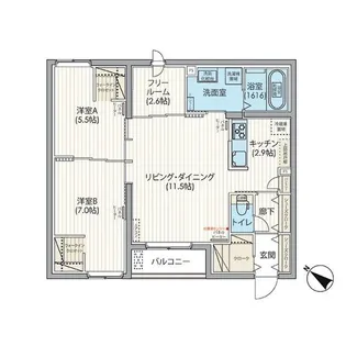 エフュート宮の沢【1階】の間取り