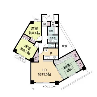 KDXレジデンス夙川ヒルズ 1番館(旧オクトス夙川)【3階】の間取り