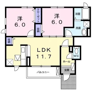 ラ・フランセ5【1階】の間取り