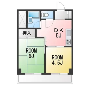 上大岡グリーンハイツD【4階】の間取り