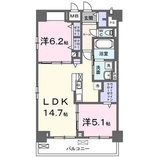 グランピア甚【4階】の間取り