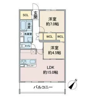 パラドール デ カミヤシロII【2階】の間取り