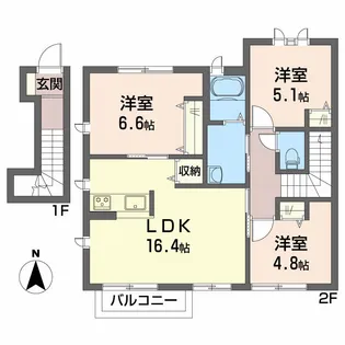シャーメゾン川内【2階】の間取り
