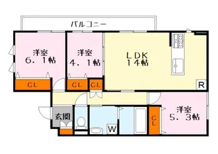 ビエノス綣【3階】の間取り