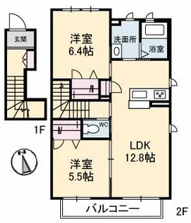 シャーメゾンはなみずき A棟【2階】の間取り