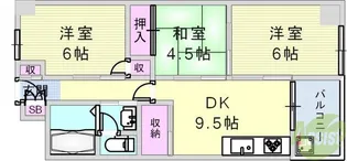 夢野ハイタウン1号棟【6階】の間取り