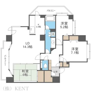 ファミール円山裏参道グランデージ【10階】の間取り