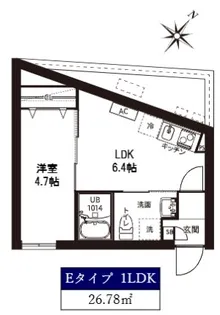 レピュア曙橋駅前レジデンス【1階】の間取り