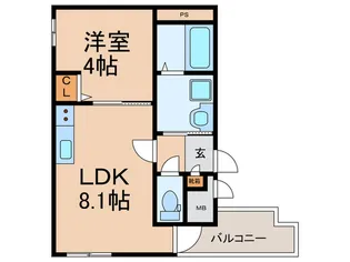 ウィズナスコート玉造【4階】の間取り
