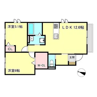 Wing Court B【1階】の間取り