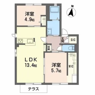 ディアス松並 B棟【1階】の間取り