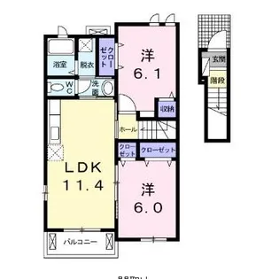 イリーデアンジュA・B【2階】の間取り