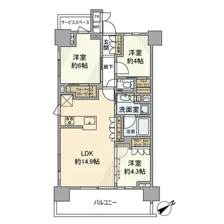 プラウド東神奈川【4階】の間取り