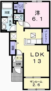 ルナソルC【1階】の間取り