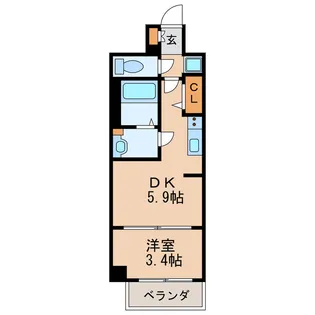 プレサンス ジェネ 新栄町駅前 葵【14階】の間取り