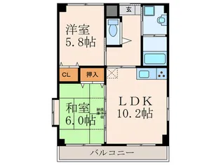 サニーハウス【5階】の間取り
