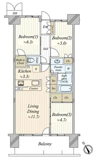 サングランデ船橋宮本【5階】の間取り